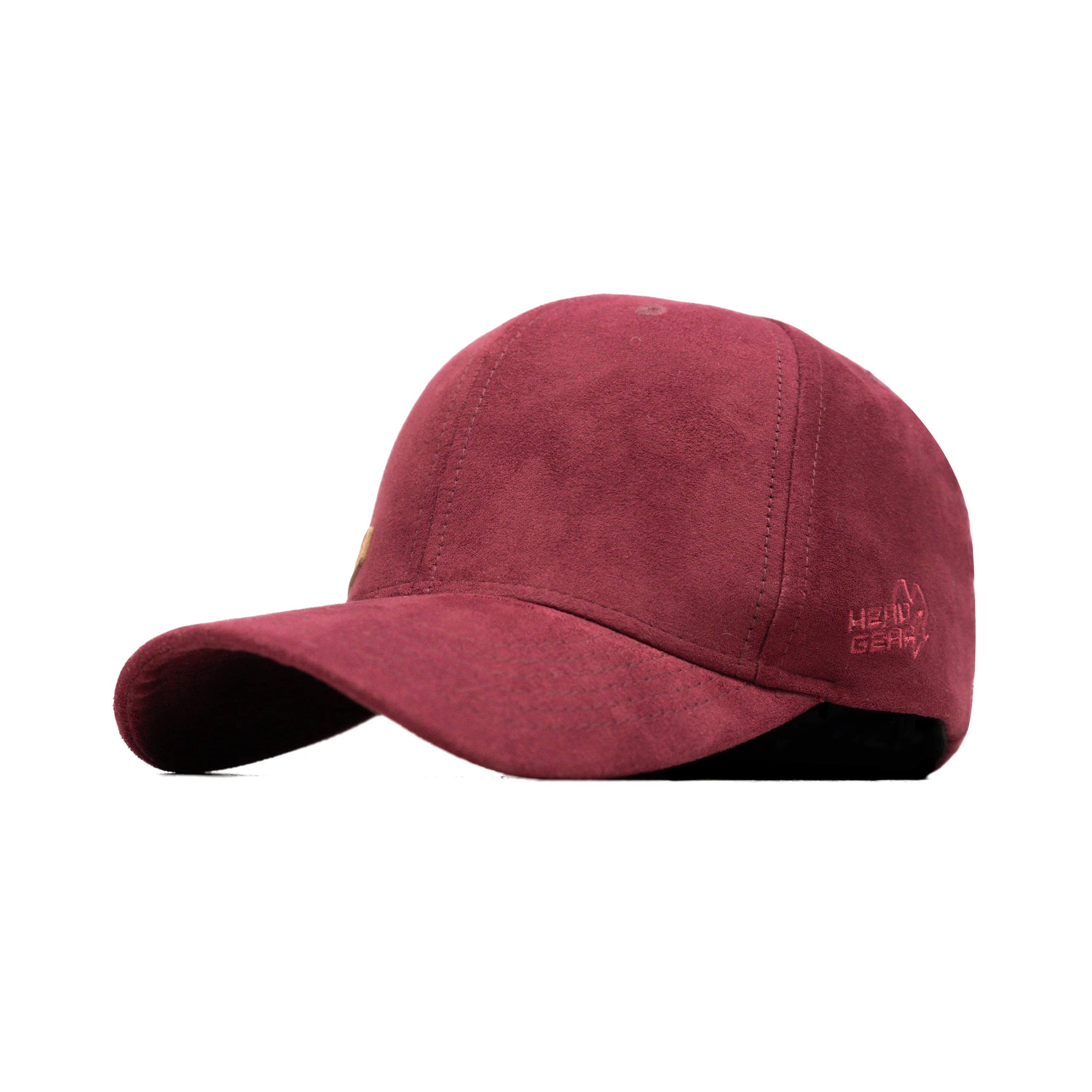 HEAD GEAR RED WINE STRUCTURED LEATHER PATCH FITTED CAP - Image 3