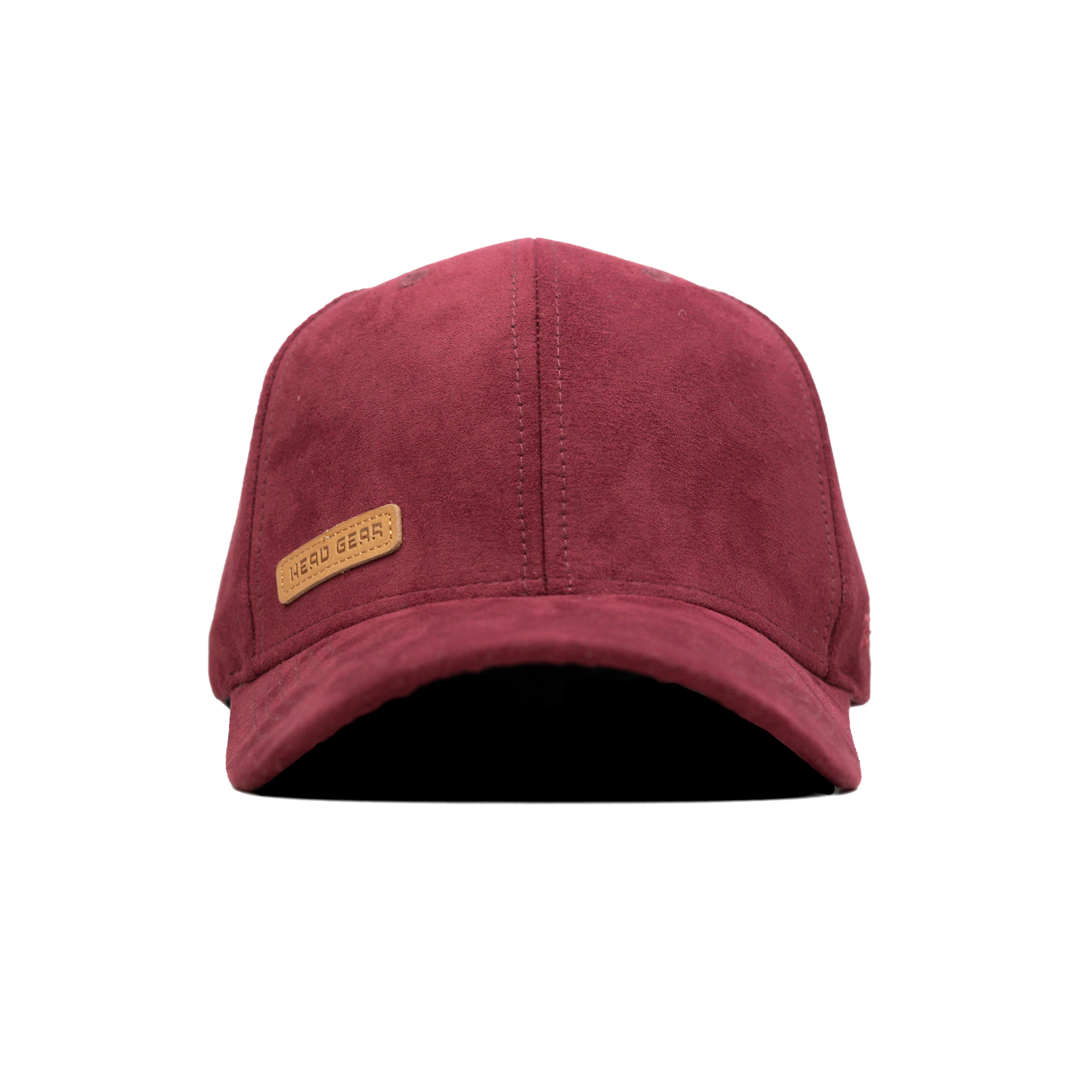 HEAD GEAR RED WINE STRUCTURED LEATHER PATCH FITTED CAP - Image 4