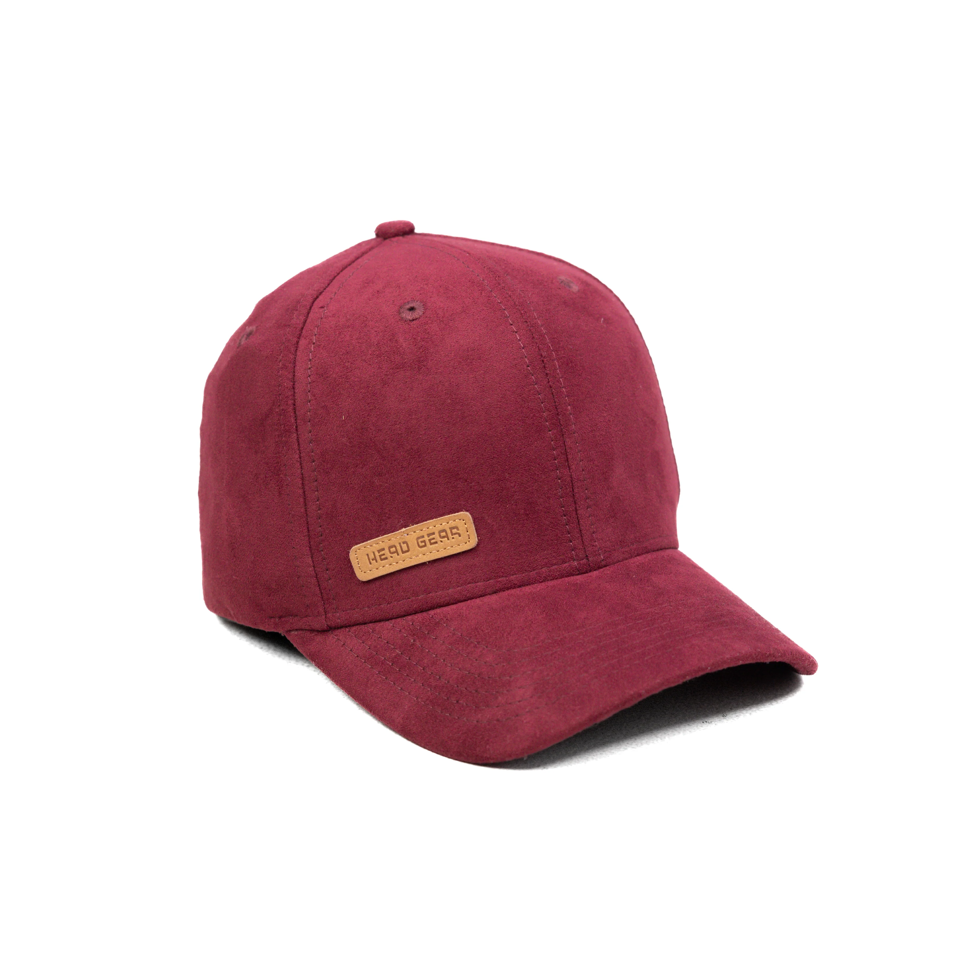 HEAD GEAR RED WINE STRUCTURED LEATHER PATCH FITTED CAP - Image 7