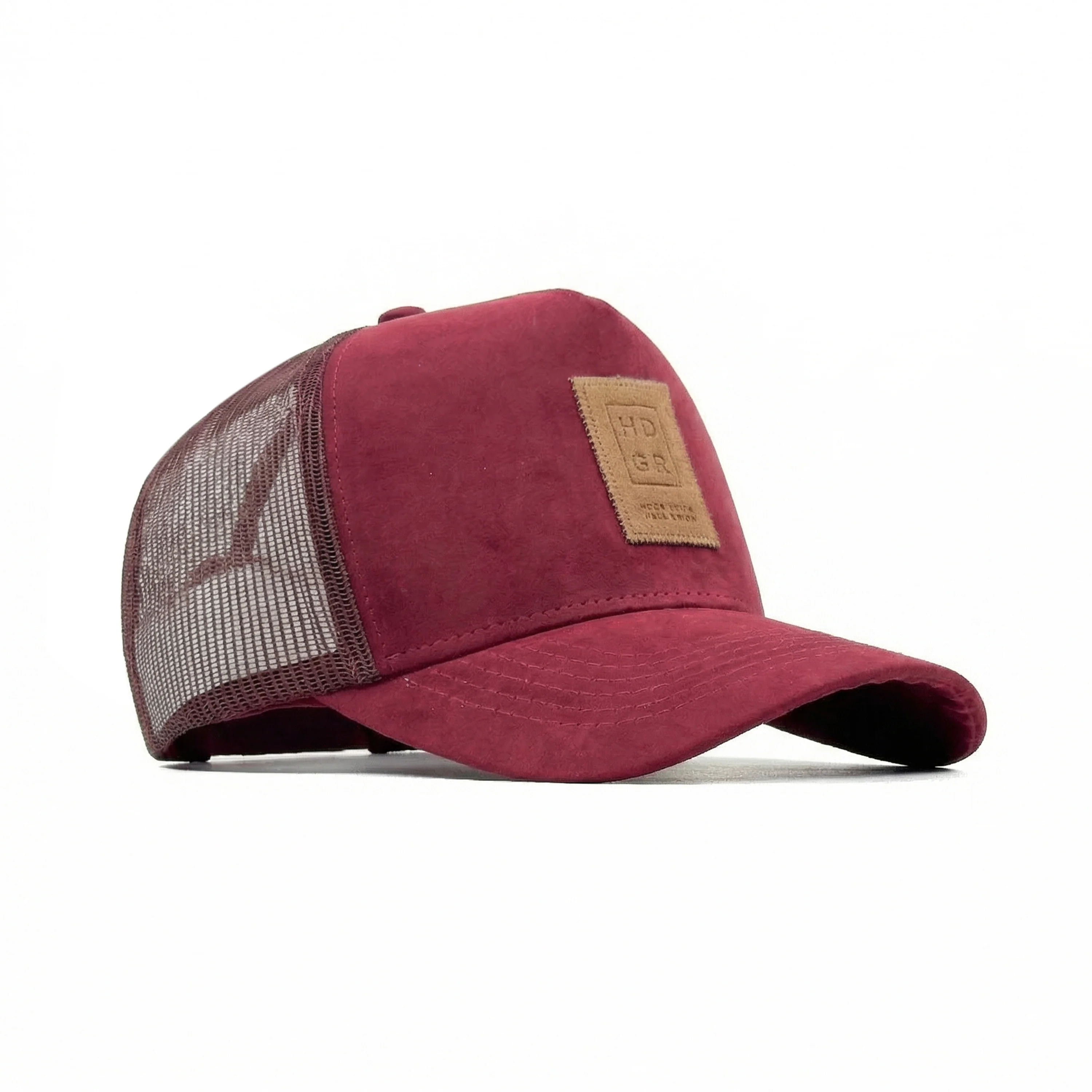 HEAD GEAR RED WINE TRUCKER LEATHER PATCH CAP - Image 3