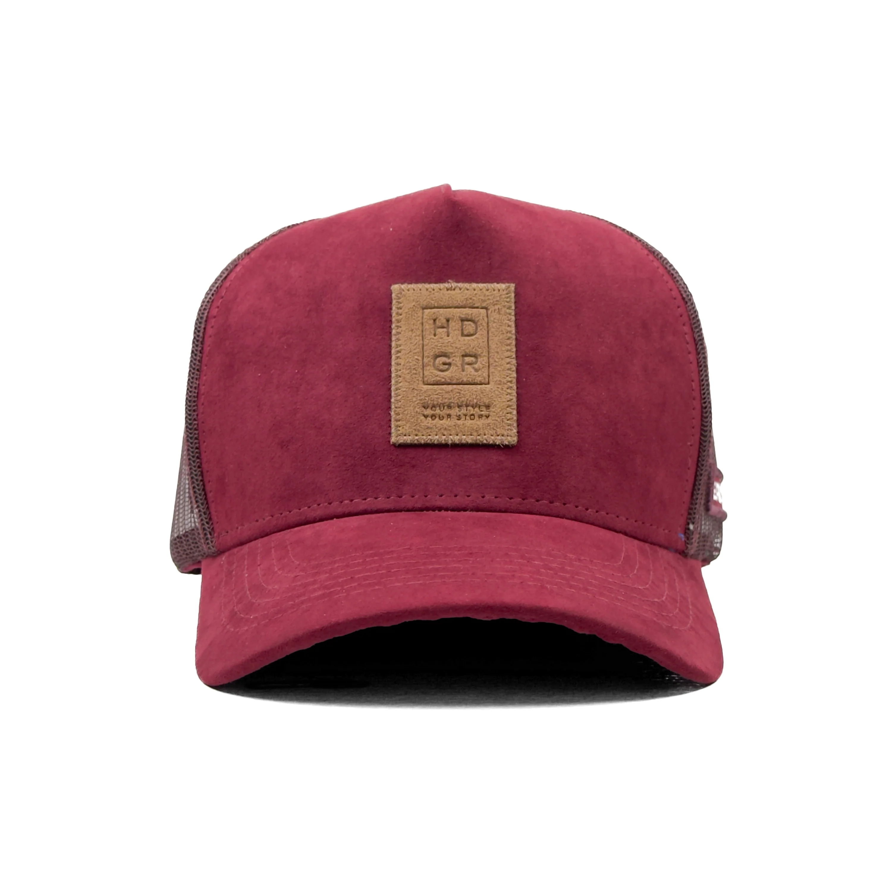 HEAD GEAR RED WINE TRUCKER LEATHER PATCH CAP - Image 4