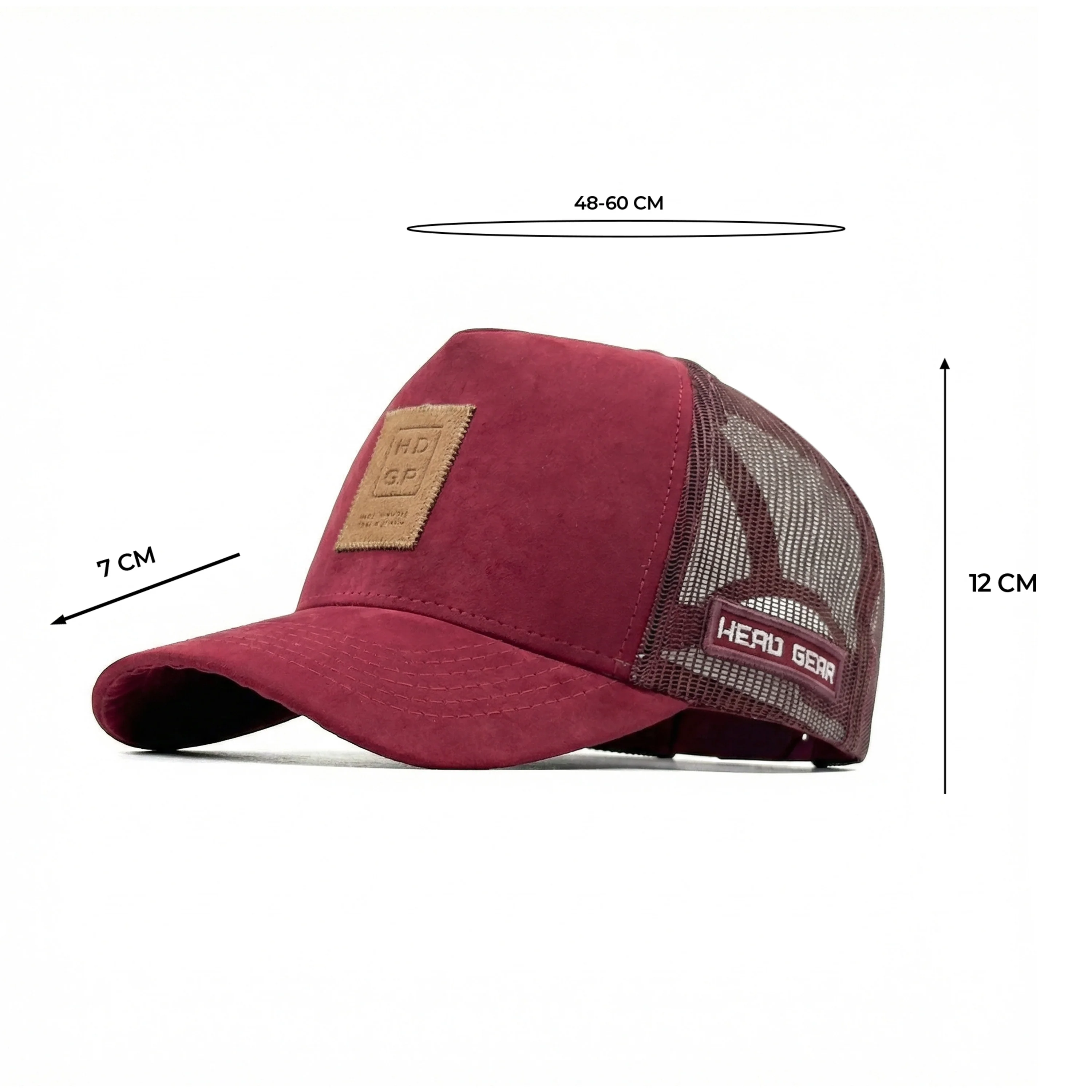 HEAD GEAR RED WINE TRUCKER LEATHER PATCH CAP - Image 7