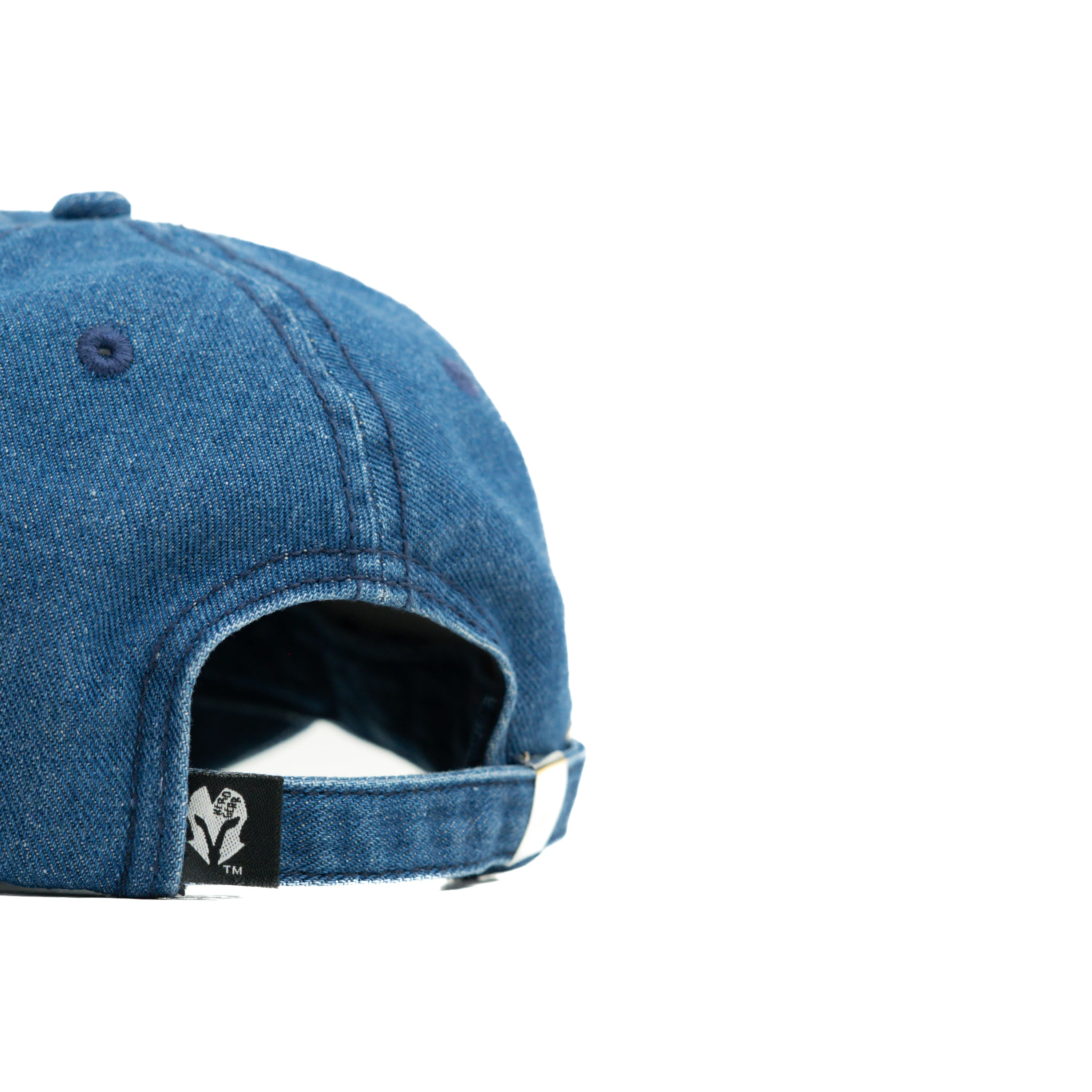 HEAD GEAR WASHED DENIM METAL PATCH RIPPED CAP - BLUE - Image 11