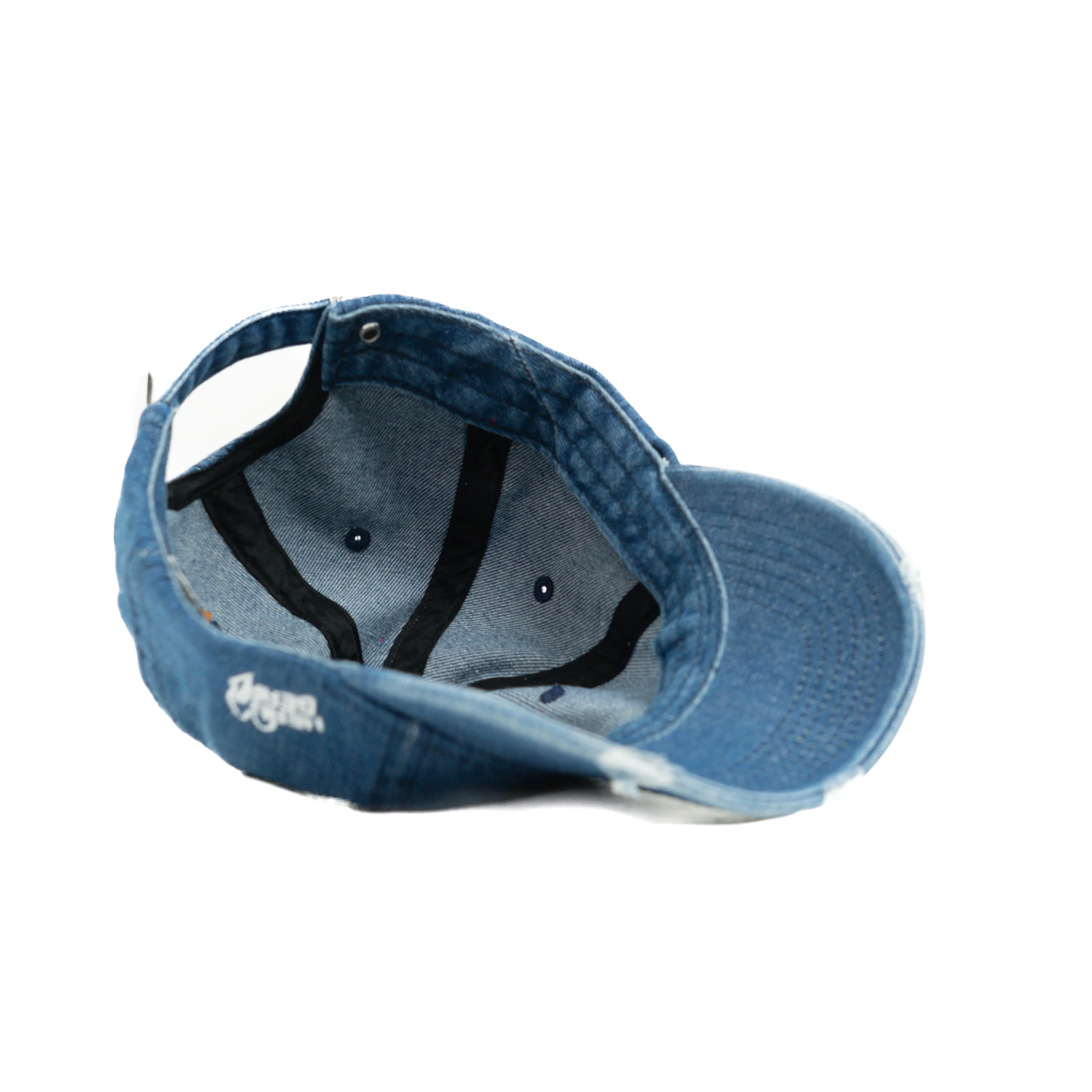 HEAD GEAR WASHED DENIM METAL PATCH RIPPED CAP - BLUE - Image 12