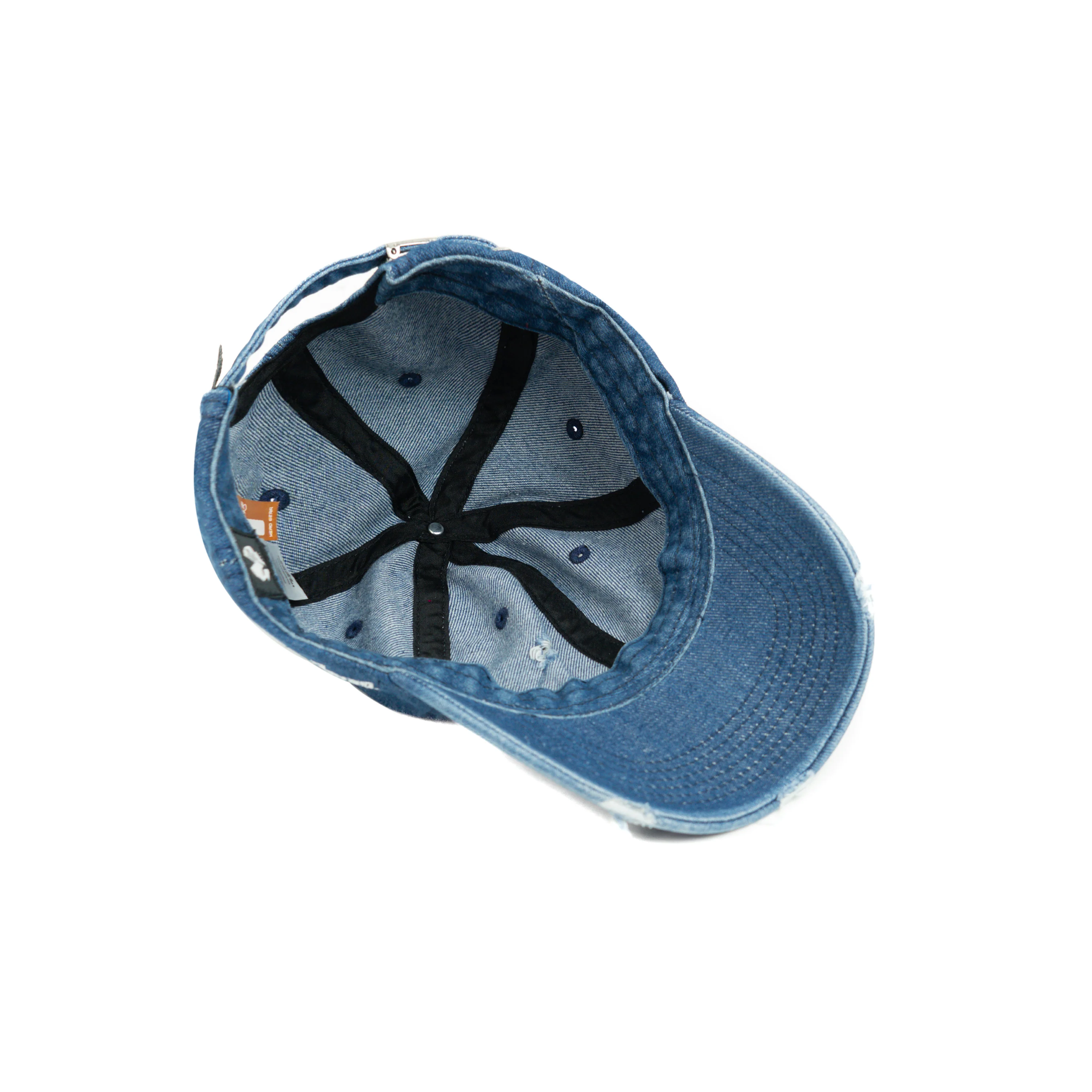 HEAD GEAR WASHED DENIM METAL PATCH RIPPED CAP - BLUE - Image 13