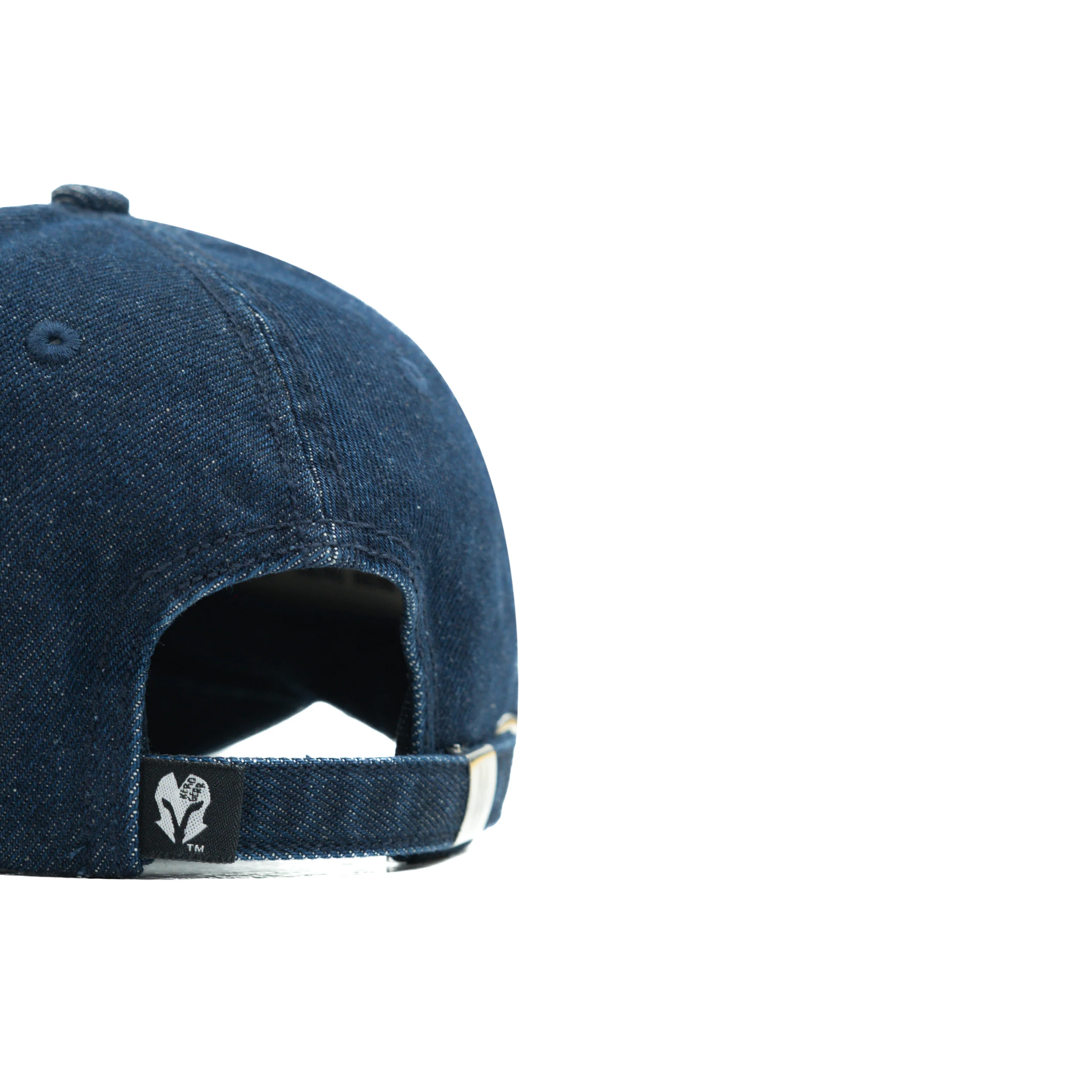 HEAD GEAR WASHED DENIM METAL PATCH RIPPED CAP - DARK NAVY BLUE - Image 11