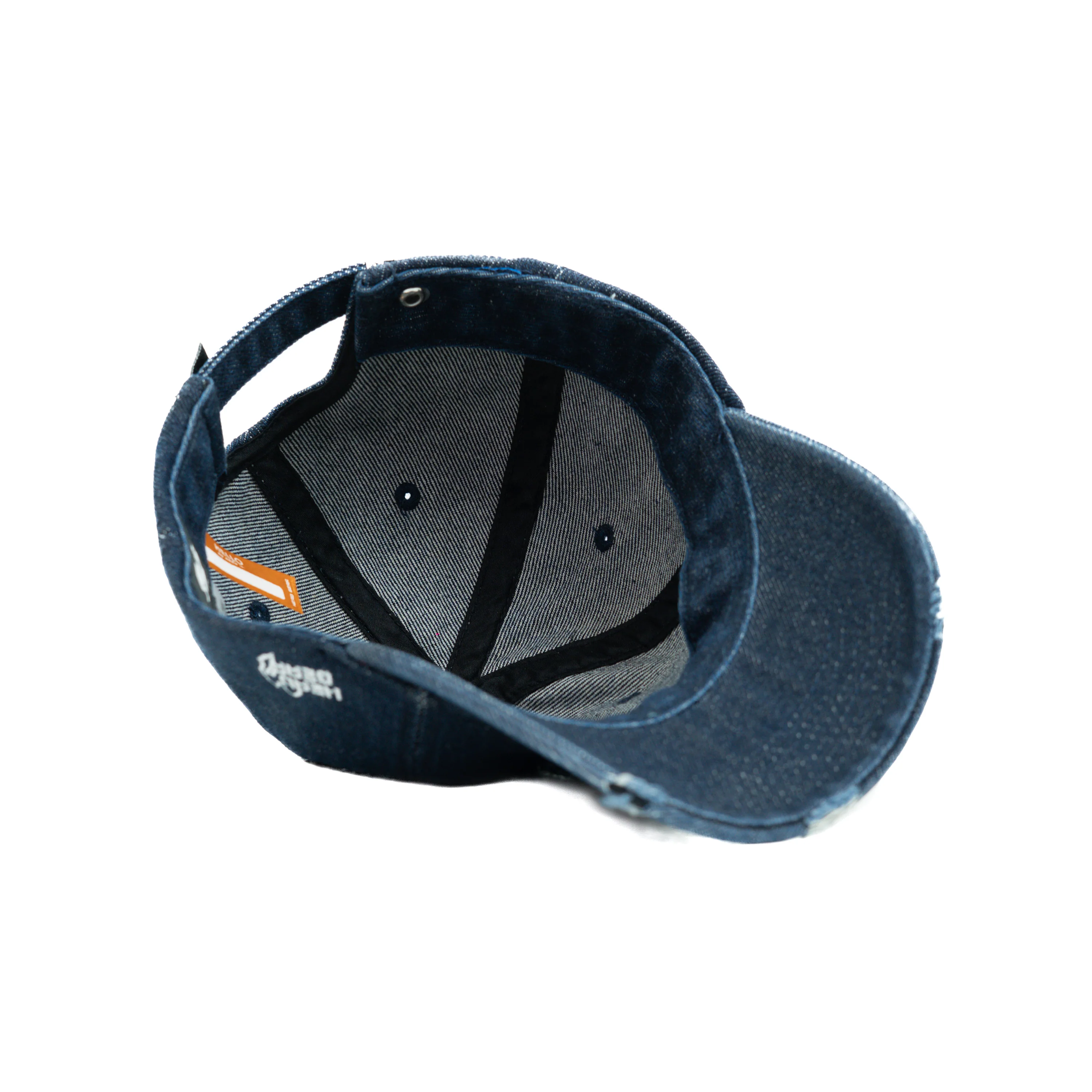 HEAD GEAR WASHED DENIM METAL PATCH RIPPED CAP - DARK NAVY BLUE - Image 12