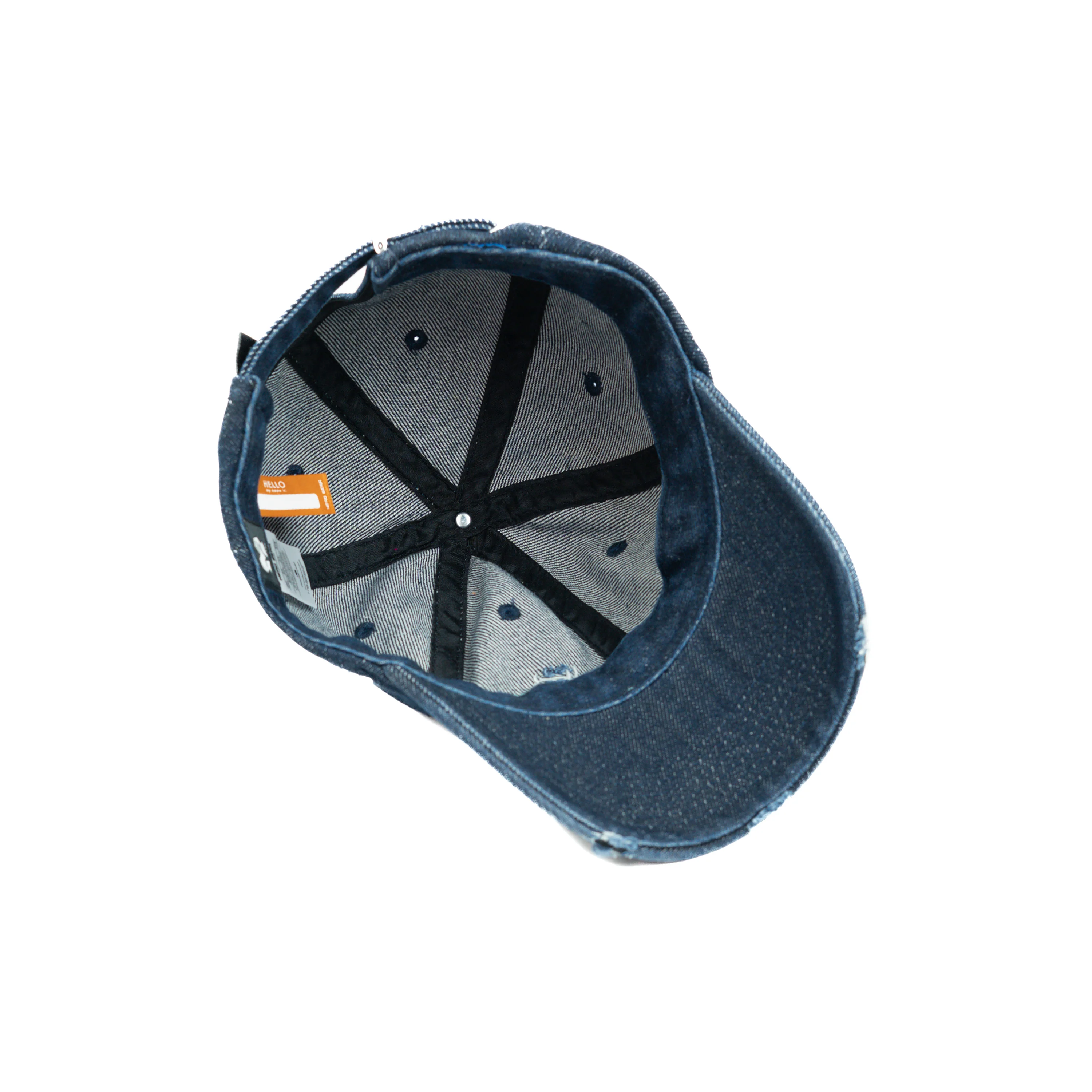 HEAD GEAR WASHED DENIM METAL PATCH RIPPED CAP - DARK NAVY BLUE - Image 13