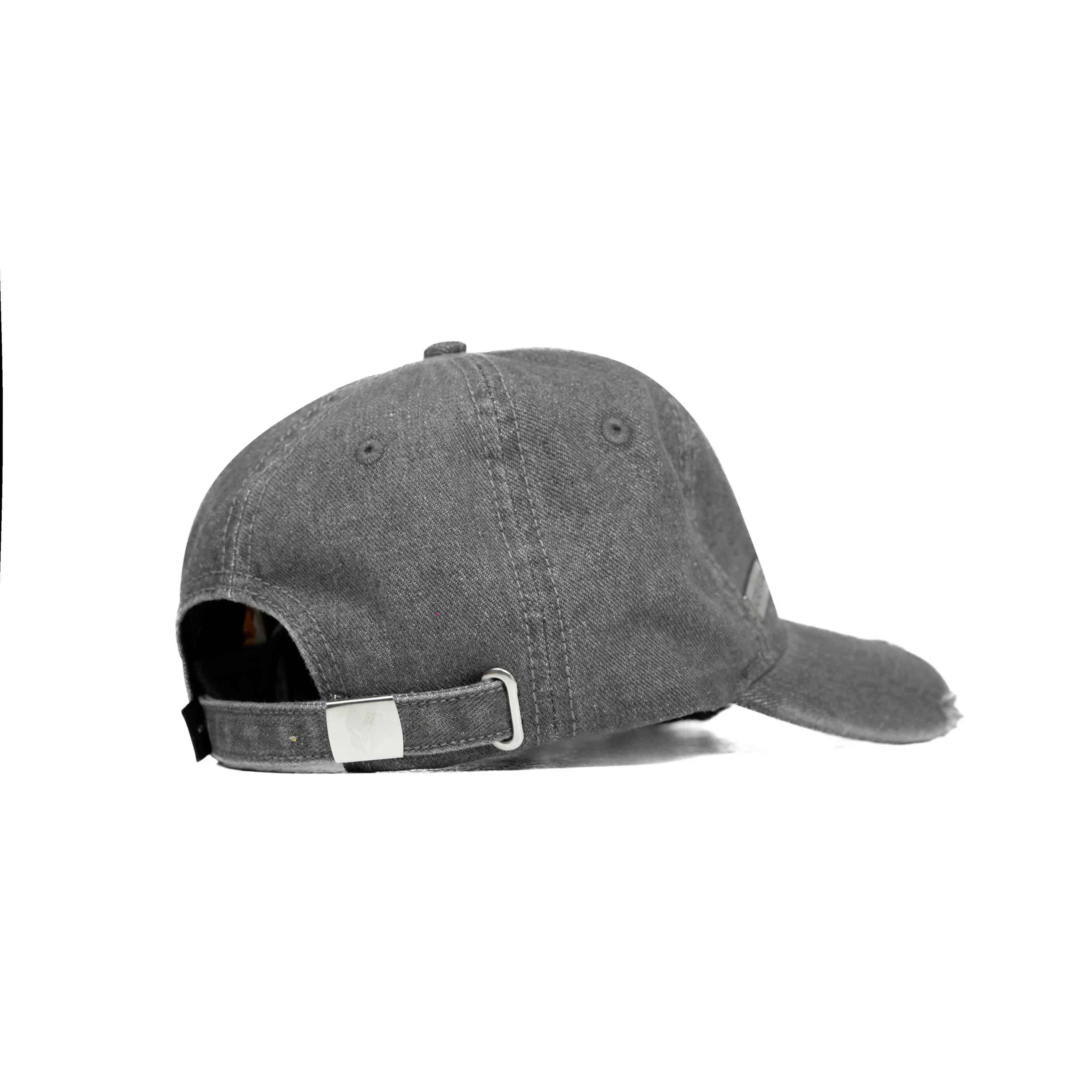 HEAD GEAR WASHED DENIM METAL PATCH RIPPED CAP - GREY - Image 9