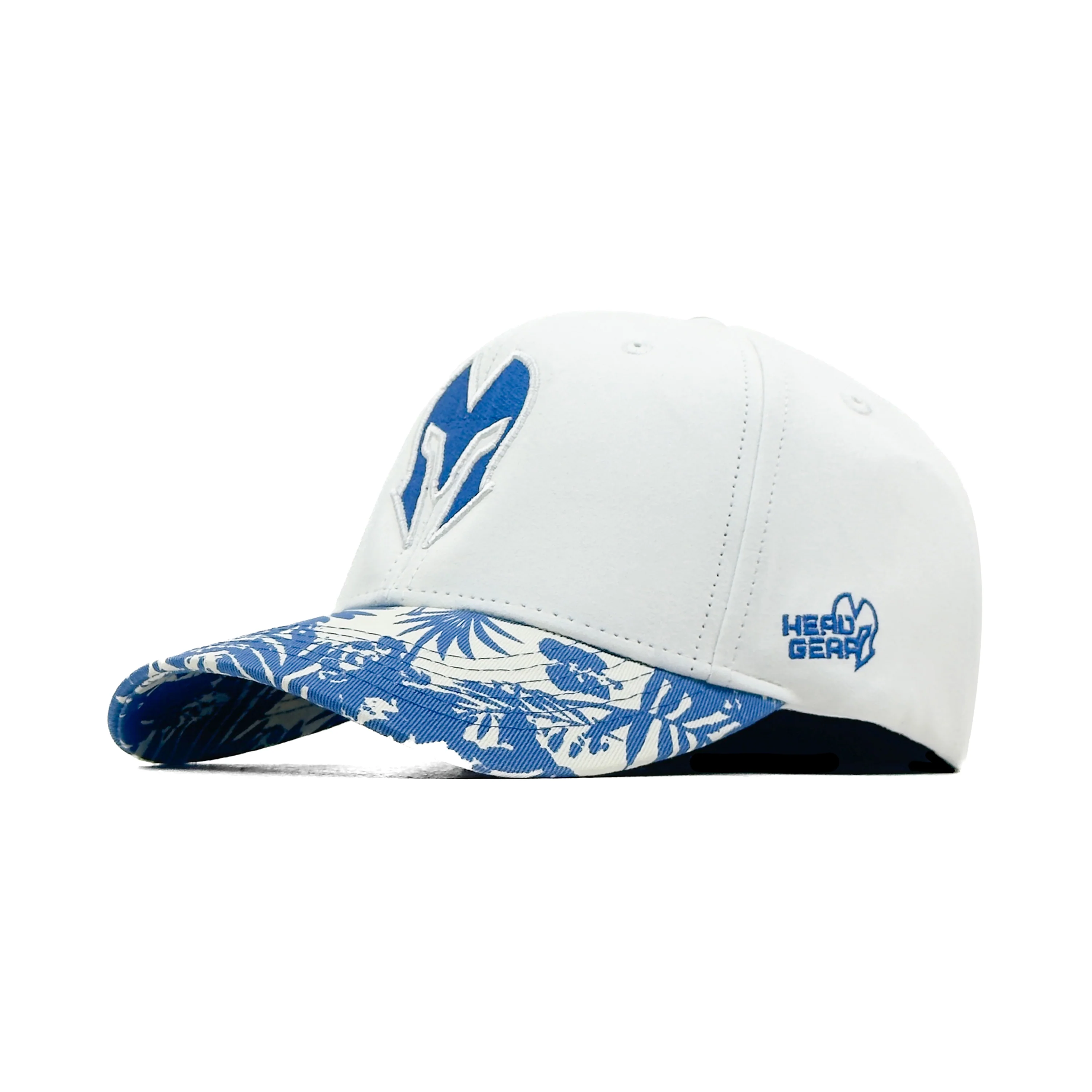 HEAD GEAR WHITE AND BLUE PRINTED REDEFINED SUEDE CAP