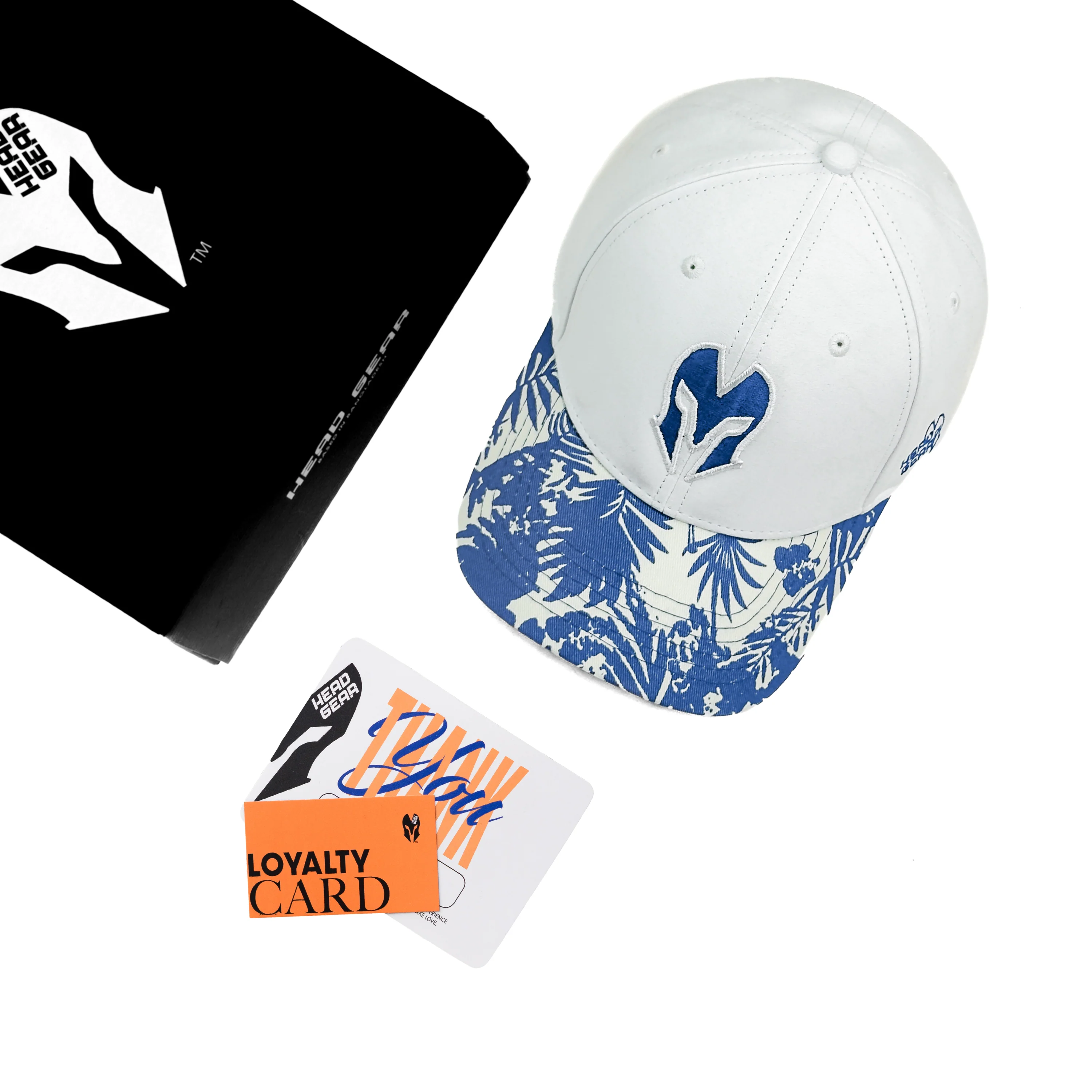 HEAD GEAR WHITE AND BLUE PRINTED REDEFINED SUEDE CAP - Image 2